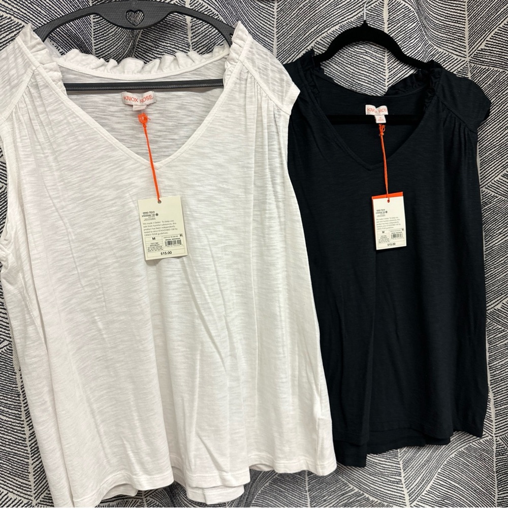 Knox Rose  2 Women's Knit Tank Tops - Knox Rose Black  And White Size M - Picture 7 of 12